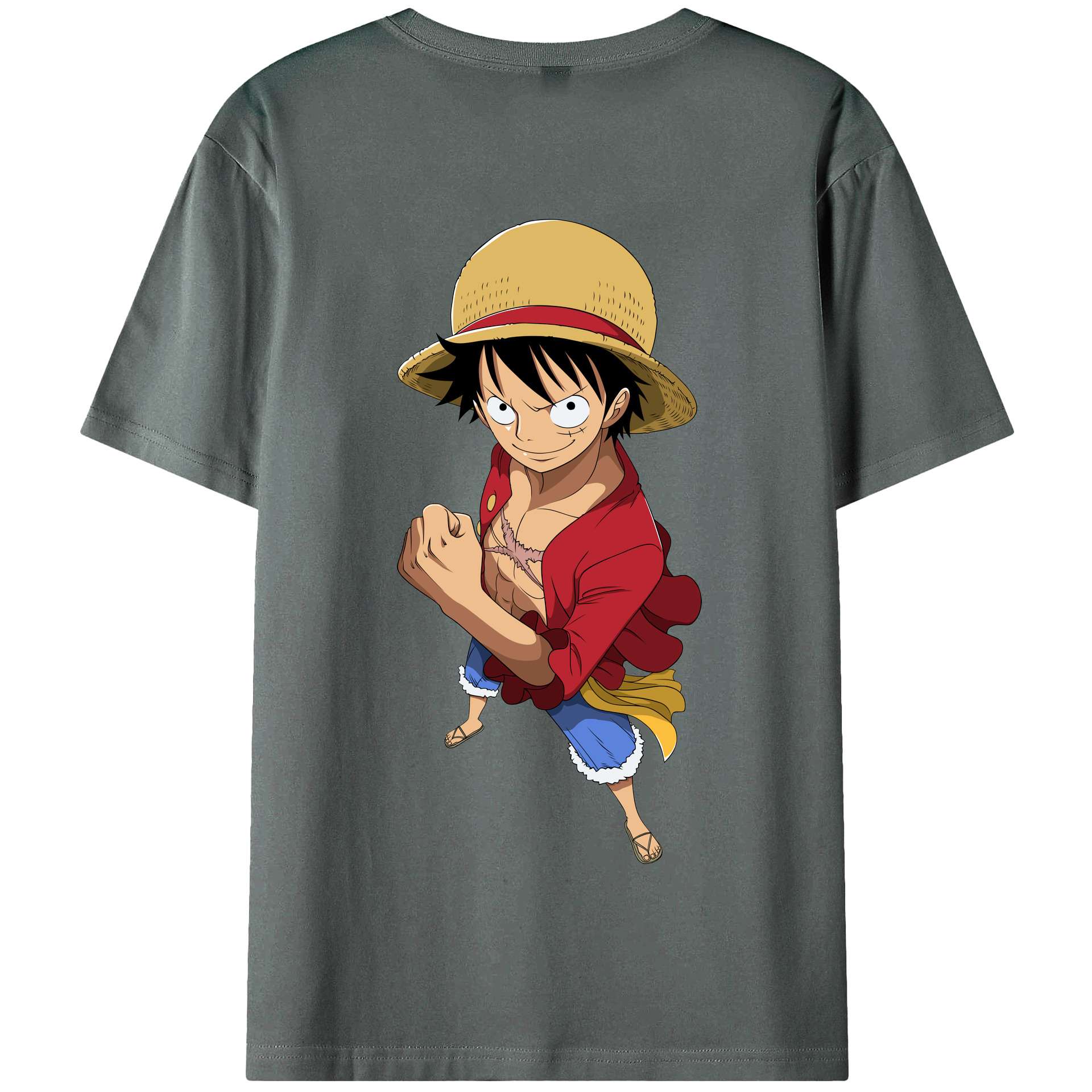 ワンピース モンキー・D・ルフィ ONE PIECE Monkey D. Luffy 綿100％半袖Tシャツ（背面プリント）